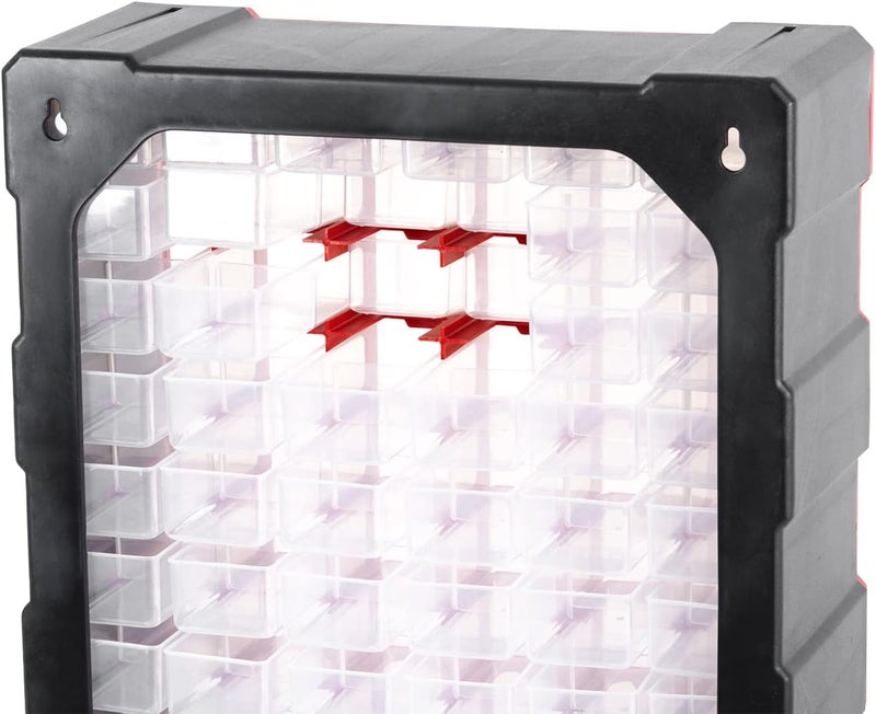 INTERTOOL Small Parts Organizer for Hardware & Screws | 60 Removable Bins with Dividers | Wall Mount or Desktop Craft & Lego Storage Cabinet | 19” x 15” x 7” BX08-4016 - Image 4